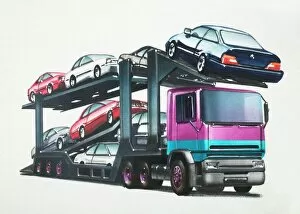 Loads Gallery: Car transporter, side view