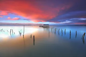 Carrasqueira pier built in traditional wooden stakes Carrasqueira pier built in traditional wooden stakes