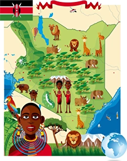 Cartoon map of Kenya