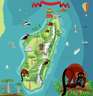 Cartoon map of Madagascar