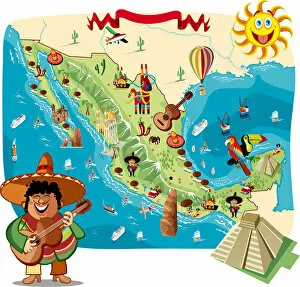 Maps Gallery: Cartoon map of Mexico