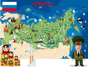 Russia Gallery: Cartoon map of Russia