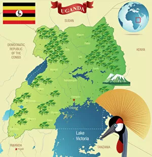 Cartoon map of Uganda