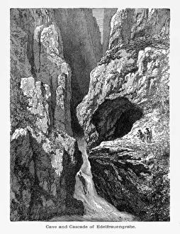 Cave and Cascade of Edelfrauengrabe in Black Forest Circa 1887 Cave and Cascade of Edelfrauengrabe in Black Forest Circa 1887