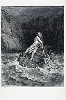 <b class=qtipBold><figcaption>Charon the Ferryman of Hell</figcaption></b><br>'Charon The Ferryman of Hell a scene from Dante's inferno. Engraving from 1870. Engraving by Gustave Dore, Photo by D Walker.'<br><em>© Duncan Walker</em> Charon the Ferryman of Hell