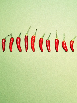 Chili peppers in a row