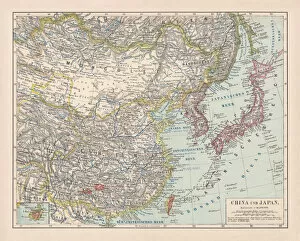 Maps Gallery: China and Japan, lithograph, published in 1881