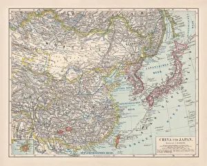 Maps Gallery: China and Japan, lithograph, published in 1881