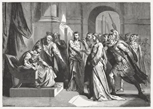 Christ before Pilate (Mark 15), wood engraving, published in 1886 Christ before Pilate (Mark 15), wood engraving, published in 1886