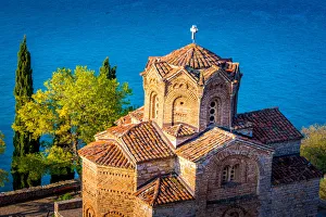 Detail of church of Saint John the Theologian at Kaneo, overlooking Ohrid lake, Ohrid, Macedonia Detail of church of Saint John the Theologian at Kaneo, overlooking Ohrid lake, Ohrid, Macedonia