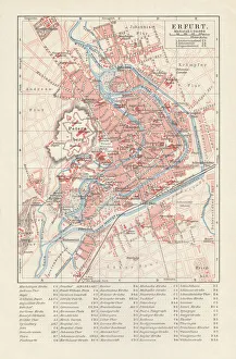 Maps Gallery: City map of Erfurt, Germany, lithograph, published in 1897