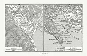 La Spezia Collection: City map of La Spezia, Italy, and surroundings, published 1897