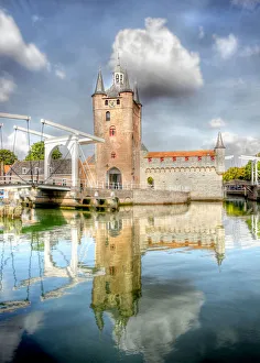 The city portal with a ancient wall and bridge of the town Zierikzee The city portal with a ancient wall and bridge of the town Zierikzee