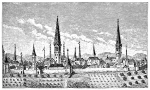 Cityscape of Dortmund, North Rhine-Westphalia, Germany, 16th century Cityscape of Dortmund, North Rhine-Westphalia, Germany, 16th century