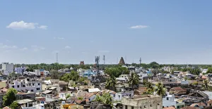 Cityscape with temples, temple city of Srirangam, Thanjavur, Tamil Nadu, India Cityscape with temples, temple city of Srirangam, Thanjavur, Tamil Nadu, India