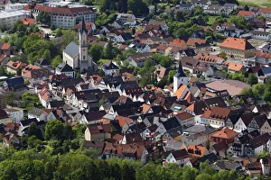 Cityscape view across Ebermannstadt from the Wallerwarte look-out, Franconian Switzerland Cityscape view across Ebermannstadt from the Wallerwarte look-out, Franconian Switzerland