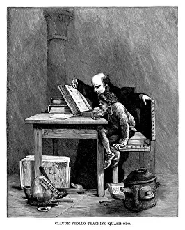<b class=qtipBold><figcaption>Claude Frollo teaching Quasimodo</figcaption></b><br>Claude Frollo teaching Quasimodo - Scanned 1880 Engraving Claude Frollo teaching Quasimodo