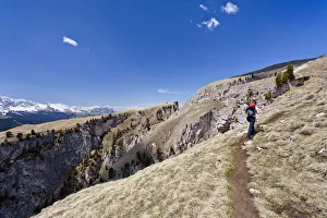 Climber at the end of the Stevia climbing route in Vallunga near Selva Climber at the end of the Stevia climbing route in Vallunga near Selva