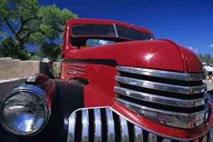 Horizontal Image Gallery: Close up of front of red classic car, New Mexico, USA