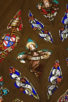 Close-up of stained glass ceiling in a church, Eglise St Pierre, Bordeaux, Aquitaine Close-up of stained glass ceiling in a church, Eglise St Pierre, Bordeaux, Aquitaine