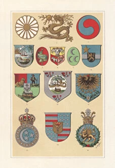 Related Images Gallery: Coat of arms of African and Asian countries, chromolithograph, published 1897