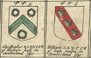 Coat of arms copperplate 17th century Blencow and Layton Coat of arms copperplate 17th century Blencow and Layton