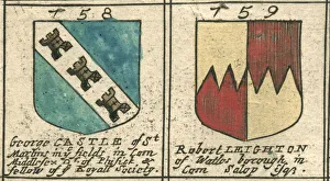 Coat of arms copperplate 17th century Castle and Leighton Coat of arms copperplate 17th century Castle and Leighton