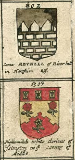 Images Dated 2nd March 2013: Coat of arms copperplate 17th century Reynell and White