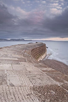 British Culture Gallery: The Cobb harbour wall at Lyme Regis