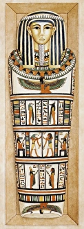 Coffin containing mummy decorated with hieroglyphs Coffin containing mummy decorated with hieroglyphs