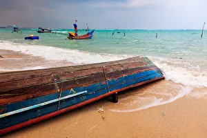 Colorful fishing boats at shores of Natien Colorful fishing boats at shores of Natien