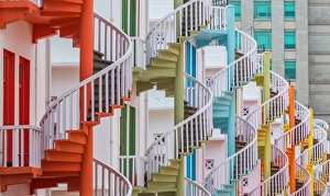 <b class=qtipBold><figcaption>Colorful spiral stairs</figcaption></b><br>Colorful spiral stairs of Singapore's Bugis Village.<br><em>© Sanchai Loongroong</em> Colorful spiral stairs