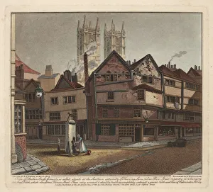 Coloured engraving of Old London, Westminster Abbey Coloured engraving of Old London, Westminster Abbey