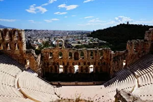 Attica Greece Gallery: Colourful Overview on the Odeon, Herodes Atticus, Athens, Greece