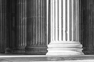 <b class=qtipBold><figcaption>Column detail in Propylaen, Munich</figcaption></b><br>The building constructed in Doric order was completed by Leo von Klenze in 1862 and evokes the monumental entrance of the Propylaea for the Athenian Acropolis. The gate was created as a memorial for the accession to the throne of Otto of Greece, a son of the principal King Ludwig I of Bavaria. Column detail in Propylaen, Munich