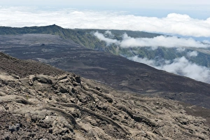 Cooled lava flow in the Cratere Dolomieu crater of Piton de la Fournaise volcano Cooled lava flow in the Cratere Dolomieu crater of Piton de la Fournaise volcano