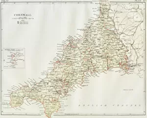 Cornwall Collection: Cornwall map 1884