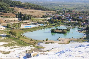 Cotton castle natural site of hot springs and travertines, terraces of carbonate mineral pools, Pamukkale Cotton castle natural site of hot springs and travertines, terraces of carbonate mineral pools, Pamukkale