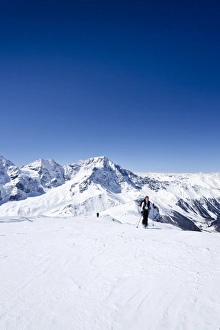 Cross-country skier ascending Hintere Schoentaufspitze Mountain, Solda Cross-country skier ascending Hintere Schoentaufspitze Mountain, Solda