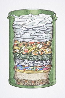 Cross-section diagram of an average familys dustbin Cross-section diagram of an average familys dustbin