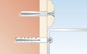 Cross section digital Illustration of general purpose and nylon wallplugs securing screws Cross section digital Illustration of general purpose and nylon wallplugs securing screws