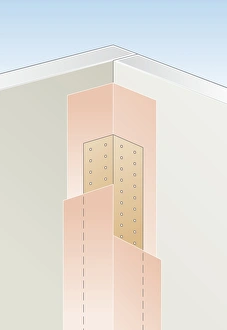 Cross section digital illustration of joint tape and filler on internal corner Cross section digital illustration of joint tape and filler on internal corner