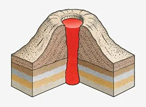 Cross-section illustration of an ash-cinder volcano Cross-section illustration of an ash-cinder volcano