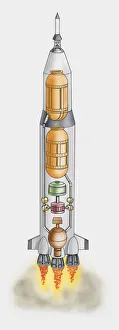 Cross section illustration of simple rocket engine Cross section illustration of simple rocket engine