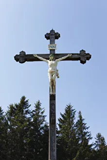 Cross on the summit of Gindelalmschneid mountain, Schliersee region, Mangfall Mountains Cross on the summit of Gindelalmschneid mountain, Schliersee region, Mangfall Mountains