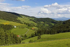 Cultivated landscape, Saualpe alp, Central Eastern Alps, near Diex, Carinthia, Austria Cultivated landscape, Saualpe alp, Central Eastern Alps, near Diex, Carinthia, Austria