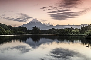 Currently inactive volcano, Mt Egmont, Mt Taranaki, reflections in Lake Mangamahoe Currently inactive volcano, Mt Egmont, Mt Taranaki, reflections in Lake Mangamahoe