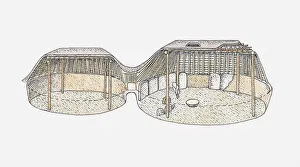 Cutaway illustrations of pre-pueblo pithouses, built by the Anasazi, Colorado Cutaway illustrations of pre-pueblo pithouses, built by the Anasazi, Colorado