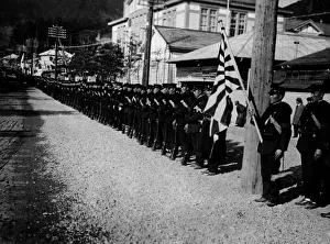 <b class=qtipBold><figcaption>Death Tribute</figcaption></b><br>27th December 1926: Men of the Japanese Navy serve as guards along the route of the cortege which bore the body of Emperor Yoshihito (1879 - 1926) from Hayama, where he died to the Imperial Palace in Tokio. (Photo by Fox Photos/Getty Images) Death Tribute