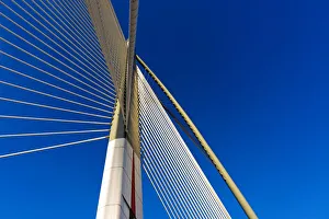 Details of Suspension Bridge Cable Against Blue Sky Details of Suspension Bridge Cable Against Blue Sky